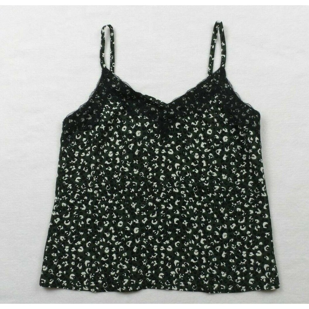 Sanctuary Leopard Print Lace Army Green Black Top